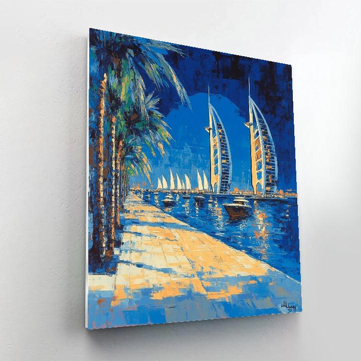 Doha Corniche Skyline Curve Doha Qatar Paint by numbers art