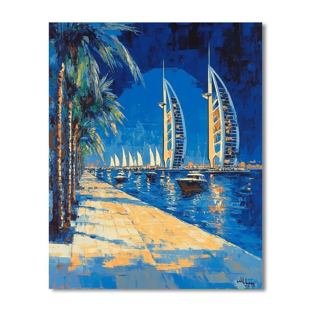 Doha Corniche Skyline Curve Doha Qatar Paint by numbers art