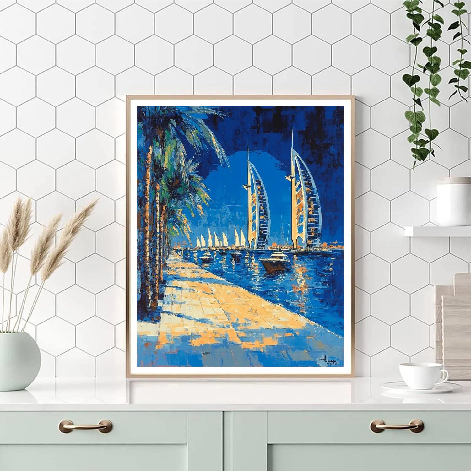 Doha Corniche Skyline Curve Doha Qatar Paint by numbers art