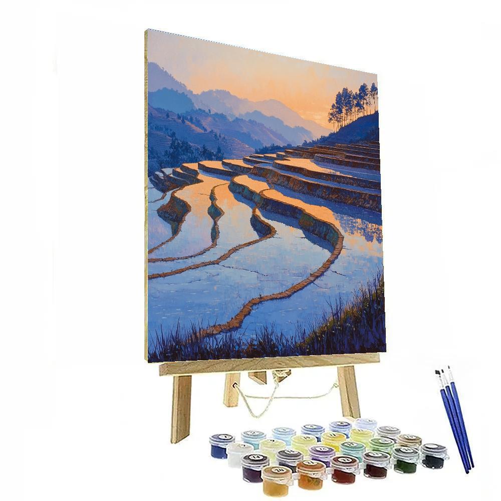Claude Monet Inspired Early Evening Over Rice Terraces paint by number