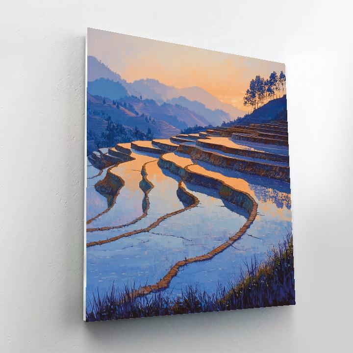 Claude Monet Inspired Early Evening Over Rice Terraces paint by number