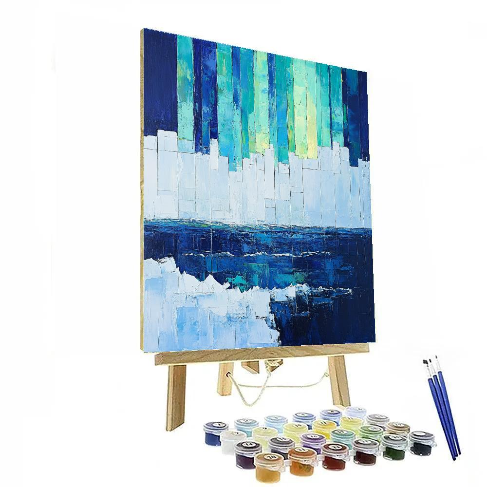 Jean-Paul Riopelle Inspired Shattered Aurora Over Frozen Bay Paint by numbers kits