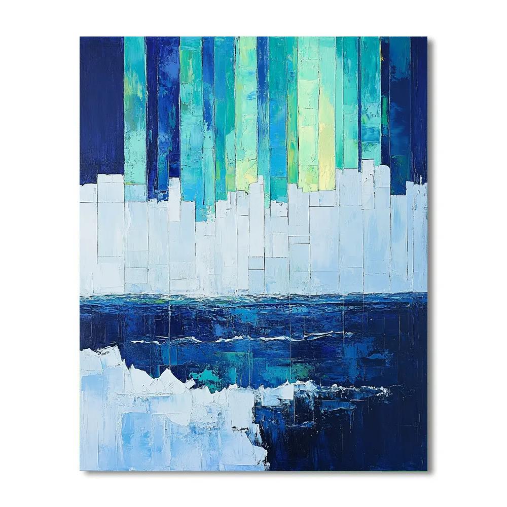 Jean-Paul Riopelle Inspired Shattered Aurora Over Frozen Bay Paint by numbers kits