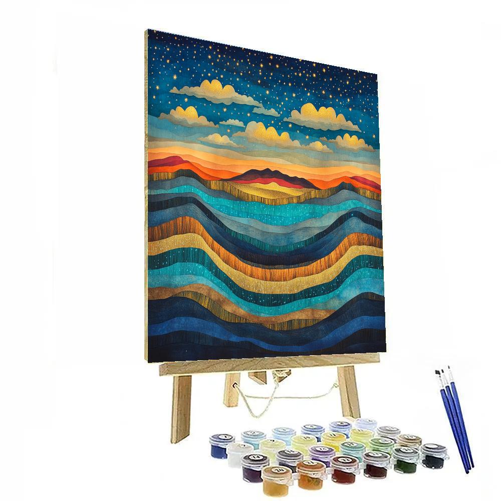 Frida Kahlo Inspired Cloud Serape Over Sierra Paint by numbers art