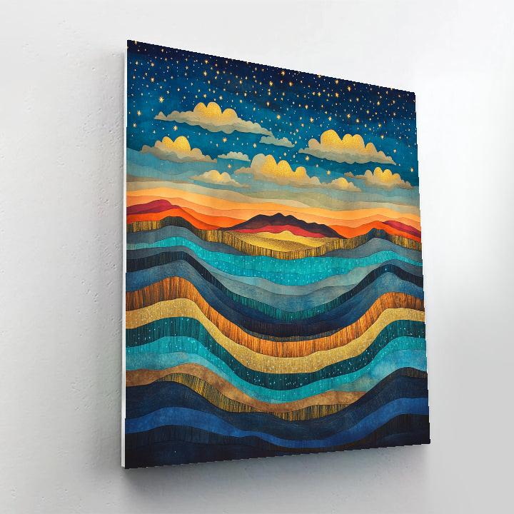 Frida Kahlo Inspired Cloud Serape Over Sierra Paint by numbers art