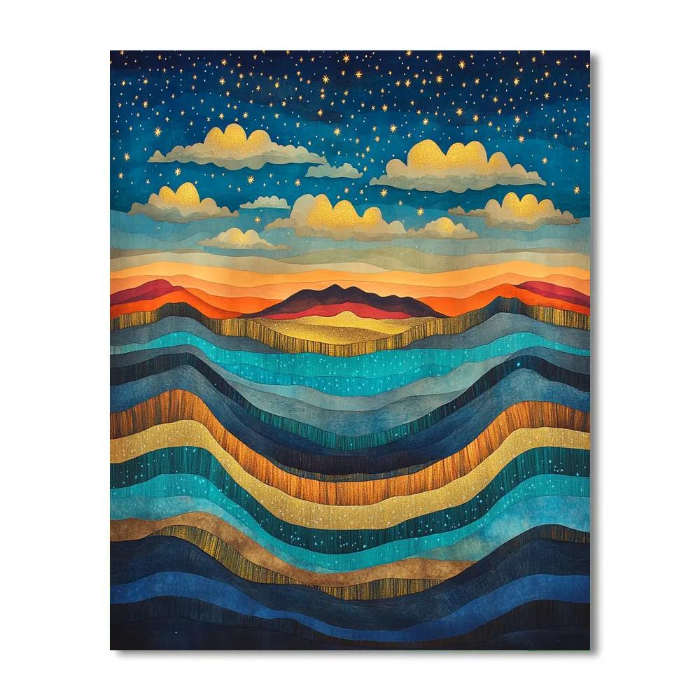 Frida Kahlo Inspired Cloud Serape Over Sierra Paint by numbers art