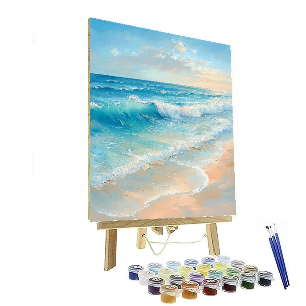 Claude Monet Inspired Gentle Surf Along Sandy Shore DIY paint by numbers