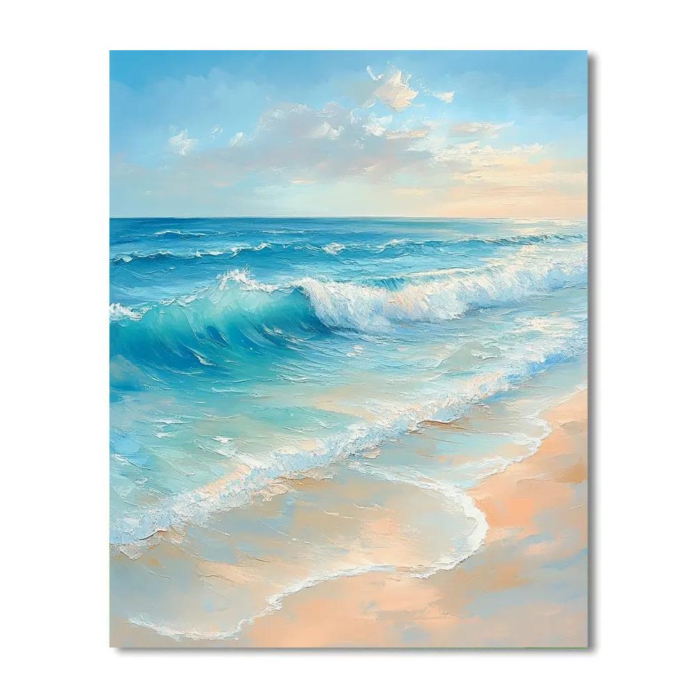 Claude Monet Inspired Gentle Surf Along Sandy Shore DIY paint by numbers