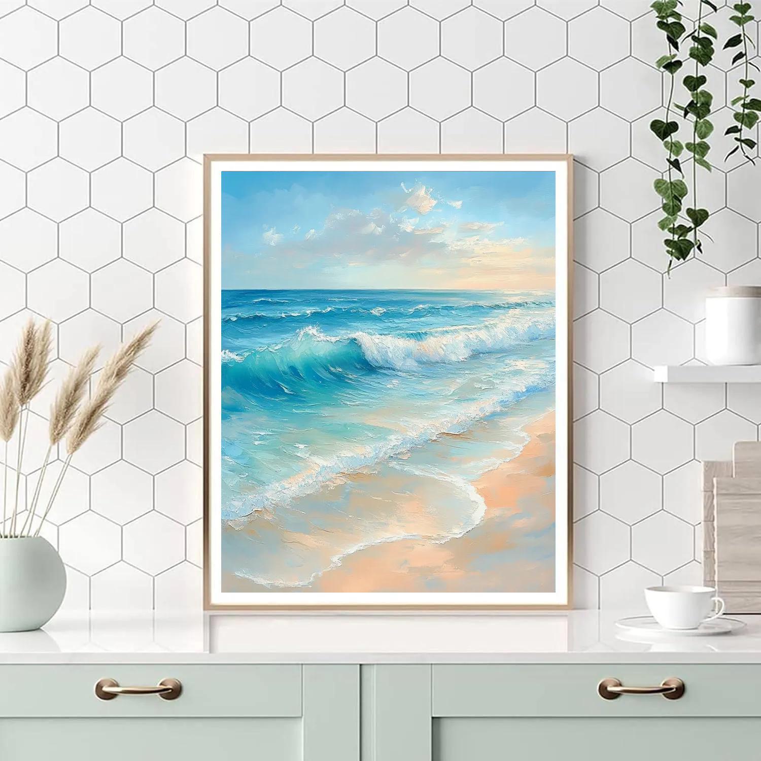Claude Monet Inspired Gentle Surf Along Sandy Shore DIY paint by numbers