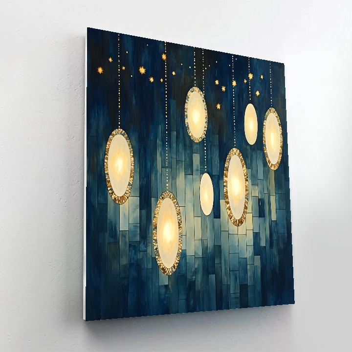 Gustav Klimt Inspired Indigo Lantern Drift Paint by numbers art