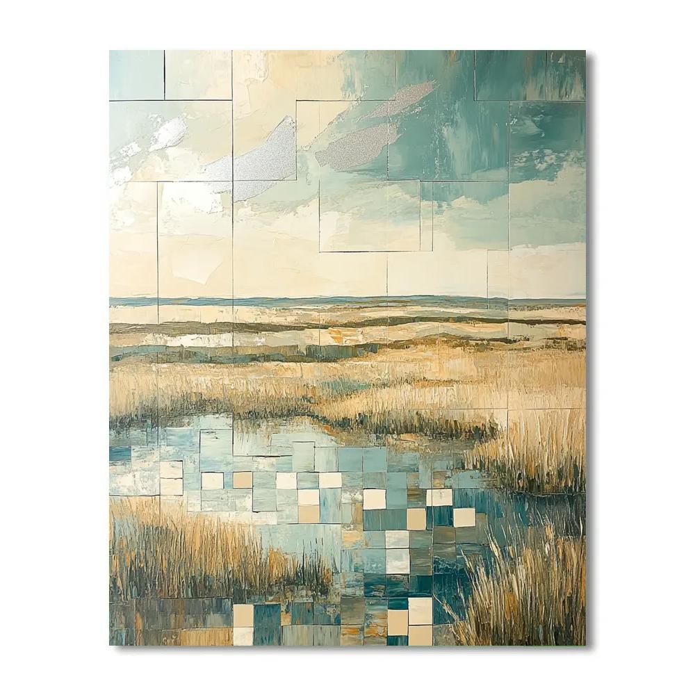 Jean-Paul Riopelle Inspired Silver Wind Across Marsh Fragments Number painting