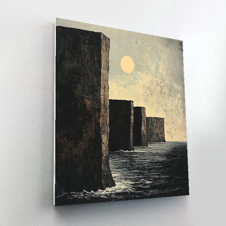 Francisco Goya Inspired Eclipse Over Crumbling Basalt Cliffs paint by number