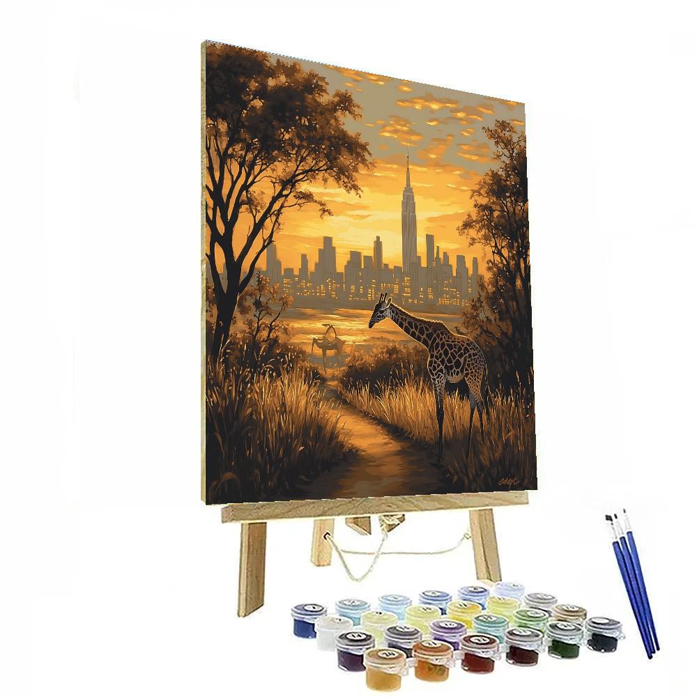 Nairobi National Park City Skyline Nairobi Kenya paint by color