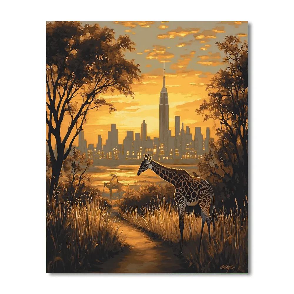 Nairobi National Park City Skyline Nairobi Kenya paint by color