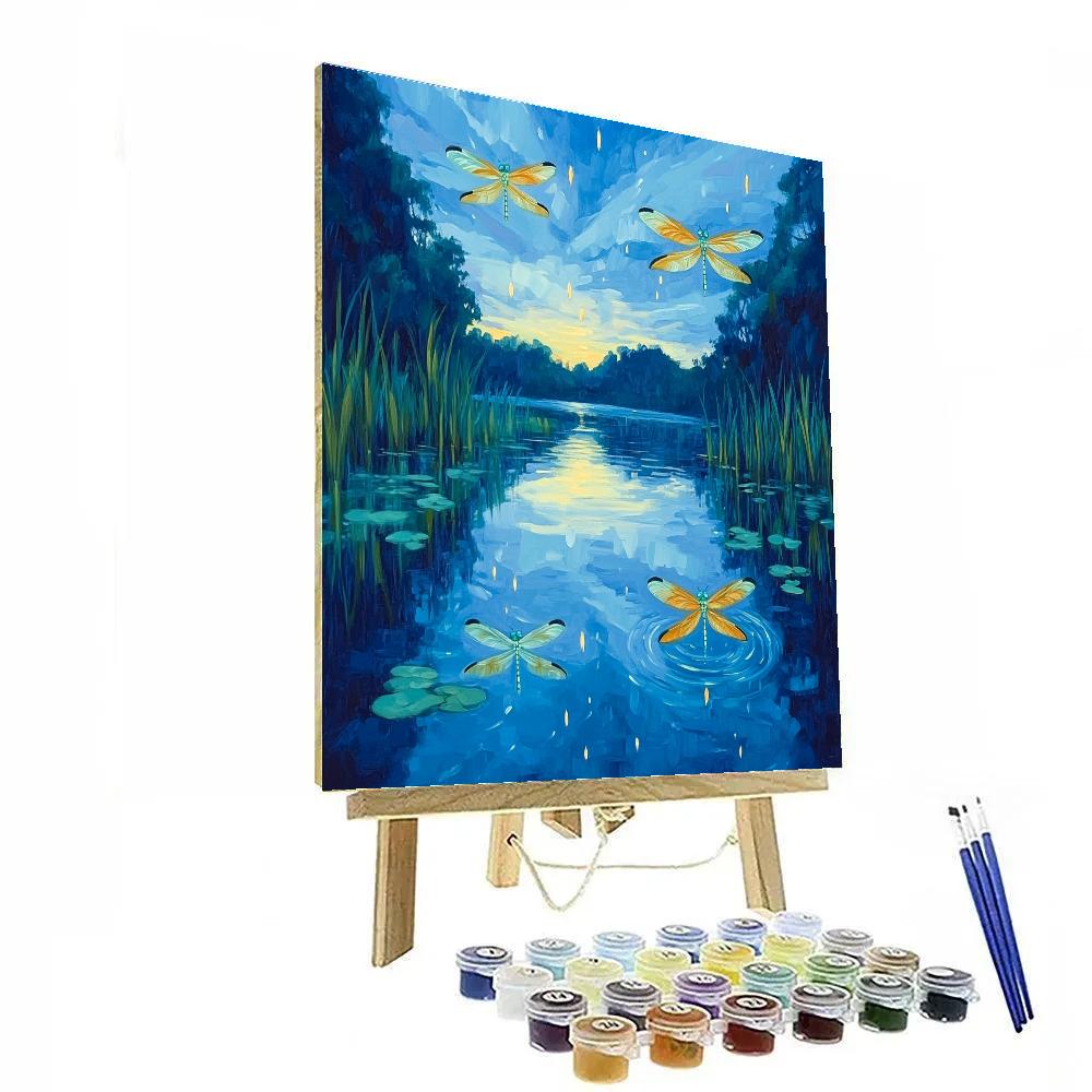Frida Kahlo Inspired Lagoon Of Time And Dragonflies Paint by numbers art