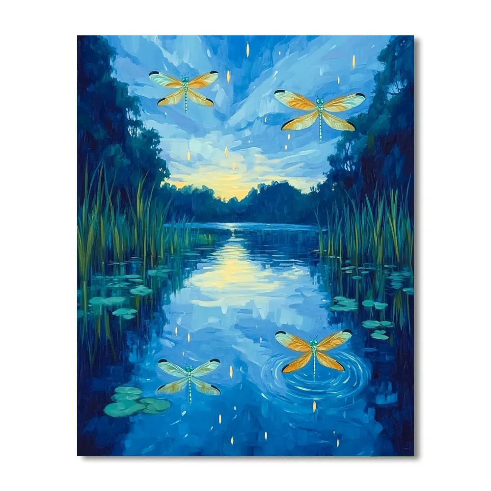 Frida Kahlo Inspired Lagoon Of Time And Dragonflies Paint by numbers art