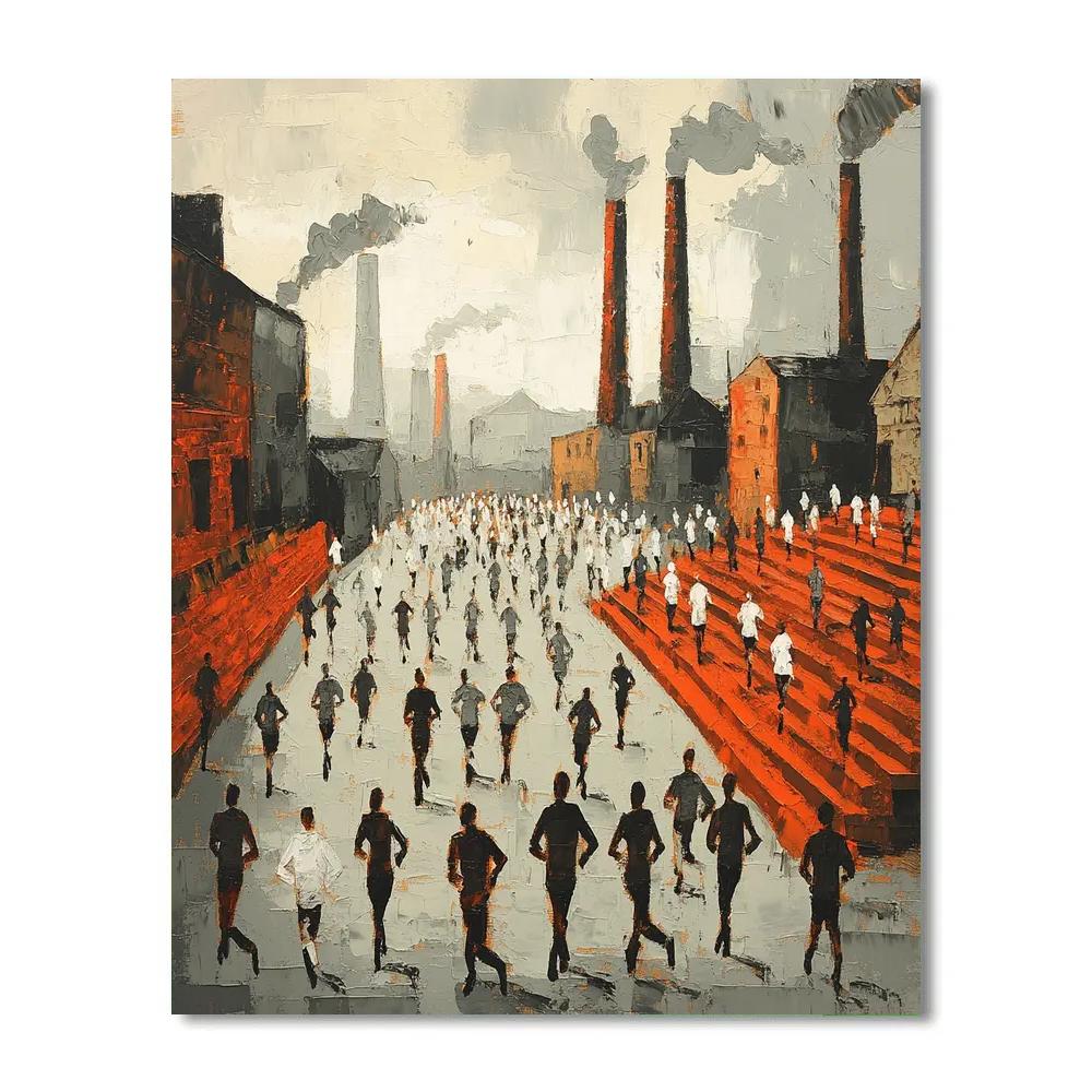 L S Lowry Inspired Factory Marathon Paint by numbers art