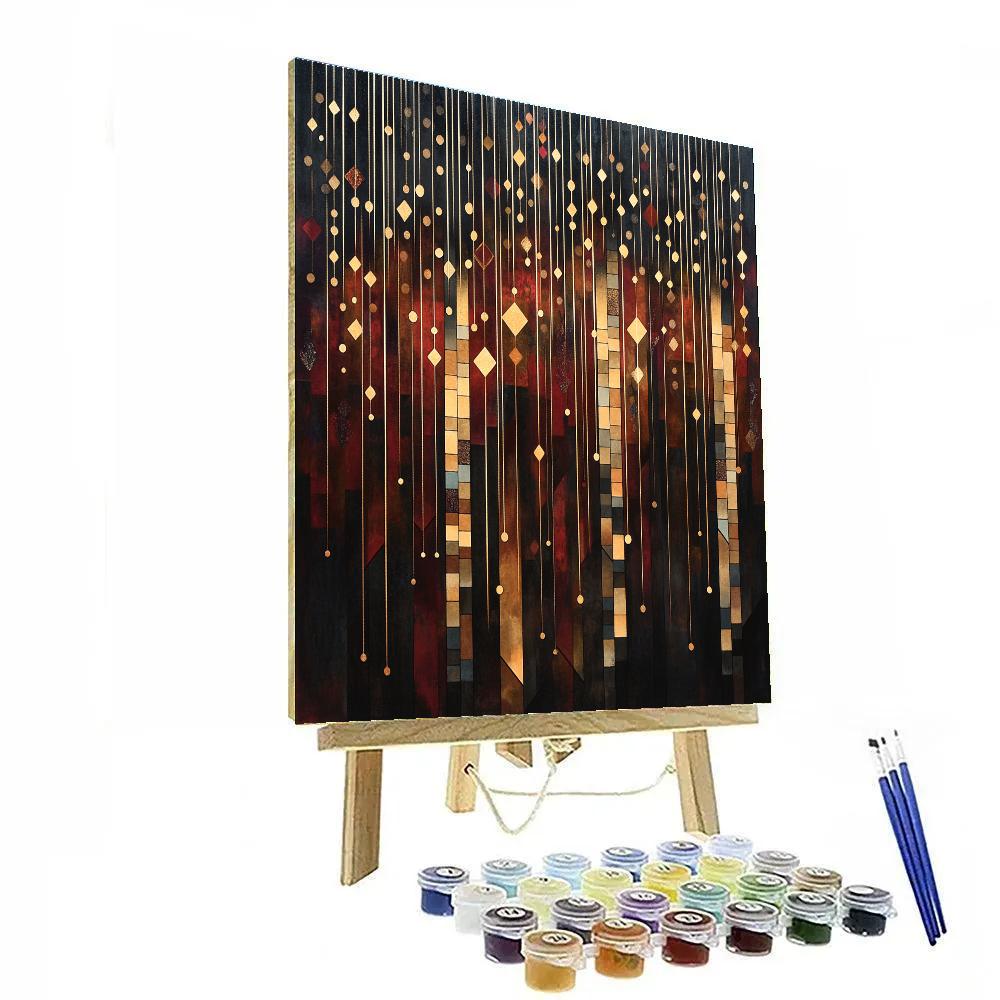 Gustav Klimt Inspired Golden Rain Of Meteors Number painting