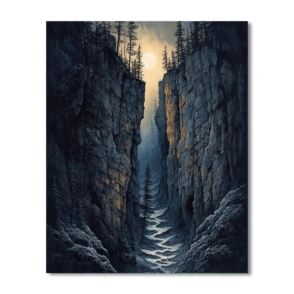 Francisco Goya Inspired Moonlit Ravine With Withered Pines Number painting