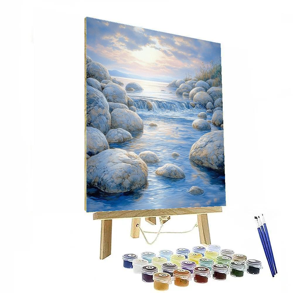 Claude Monet Inspired Dawn Light On Rocky River Shoals paint by number