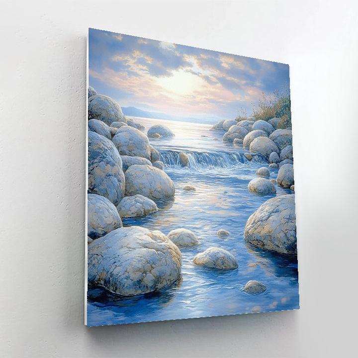 Claude Monet Inspired Dawn Light On Rocky River Shoals paint by number