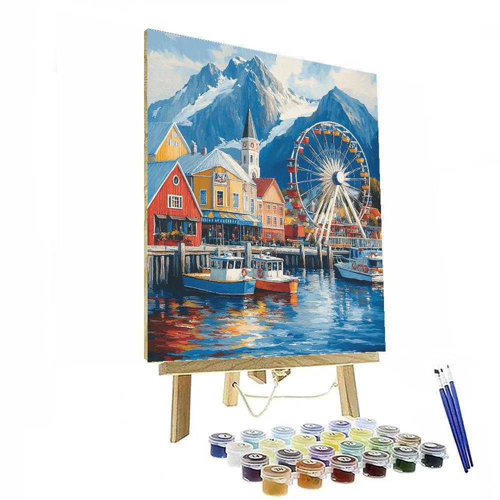 VA Waterfront And Table Mountain Cape Town South Africa paint by color