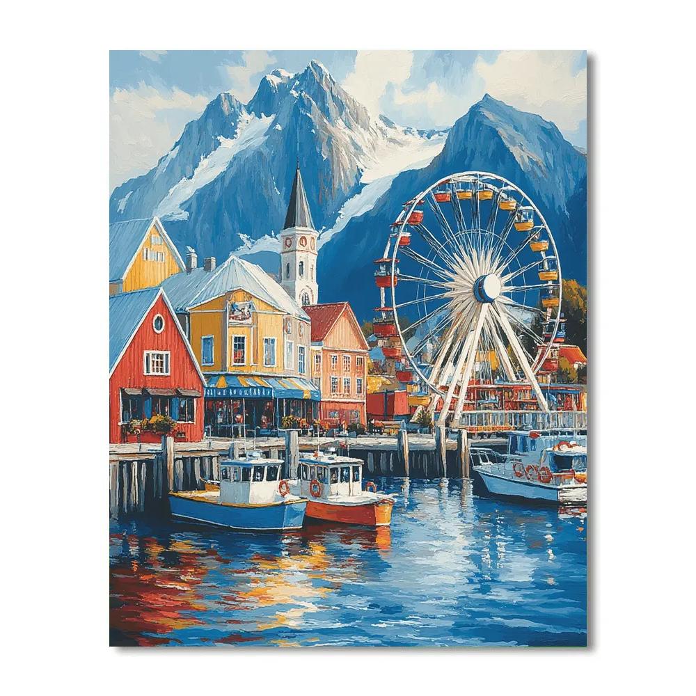 VA Waterfront And Table Mountain Cape Town South Africa paint by color