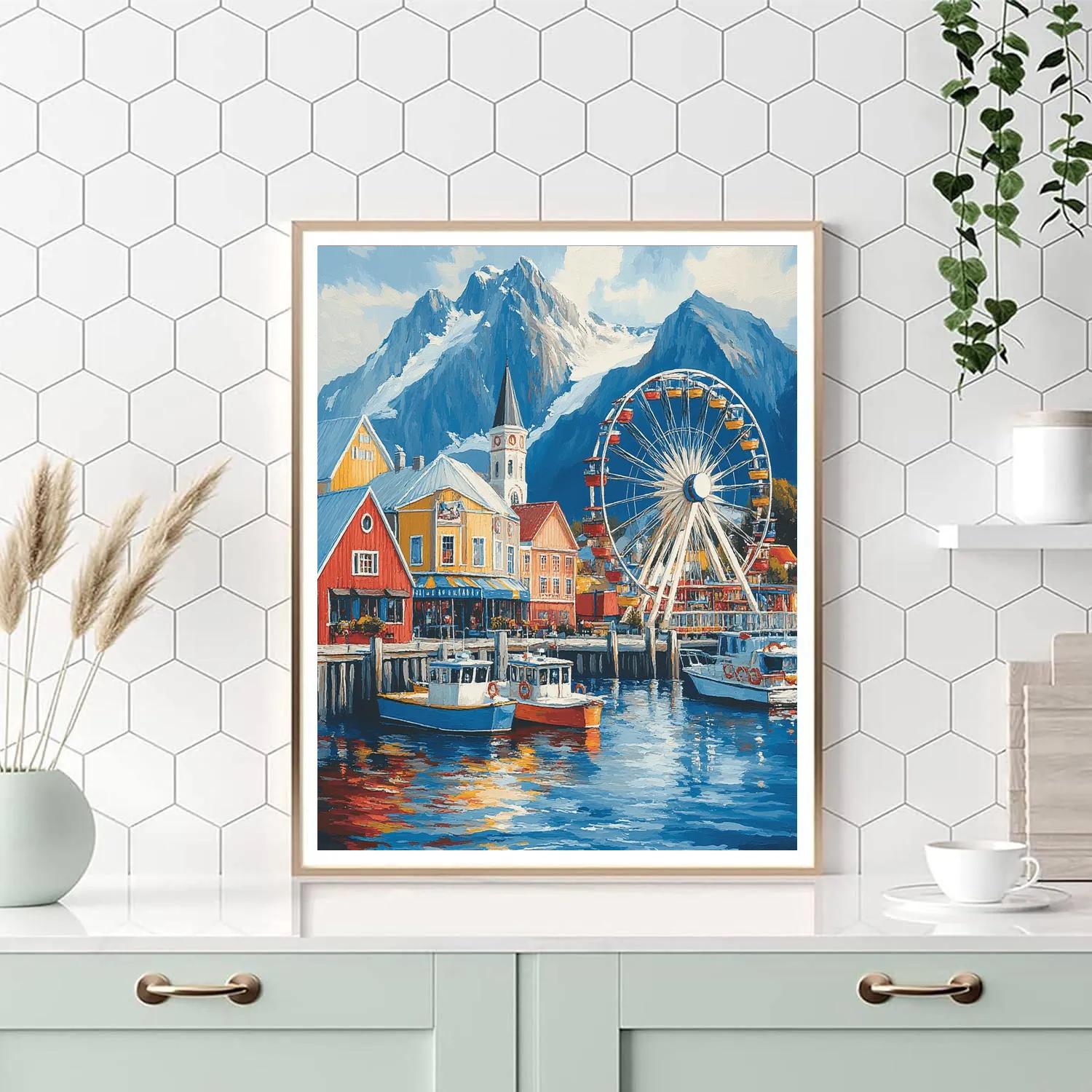 VA Waterfront And Table Mountain Cape Town South Africa paint by color