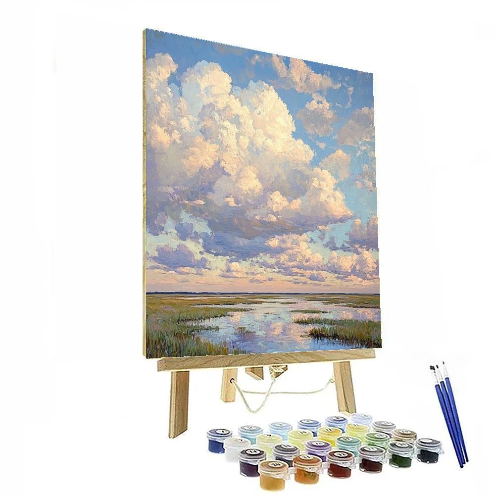 Claude Monet Inspired Luminous Clouds Over Distant Marsh painting number kit