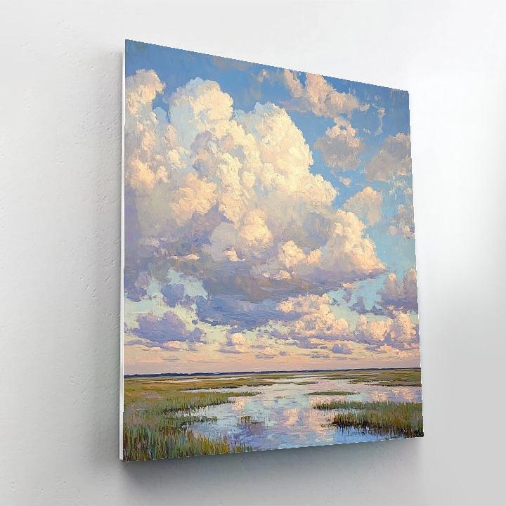 Claude Monet Inspired Luminous Clouds Over Distant Marsh painting number kit