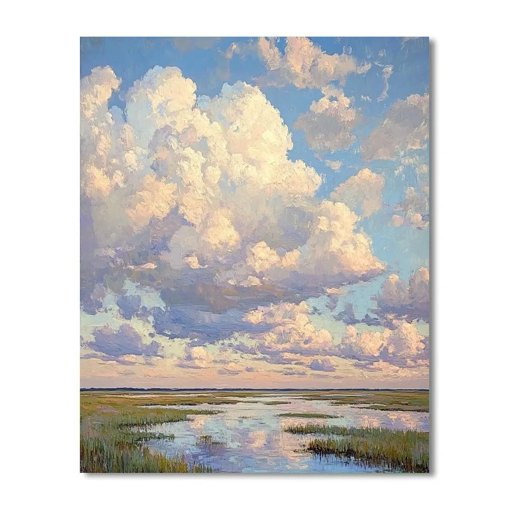 Claude Monet Inspired Luminous Clouds Over Distant Marsh painting number kit