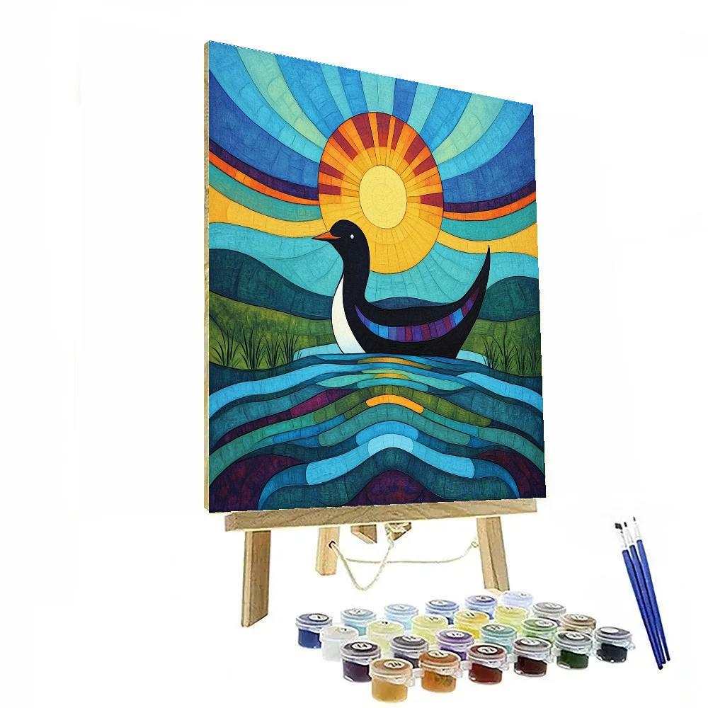 Norval Morrisseau Inspired Loon Echoes On Spirit Lake Painting by numbers kit