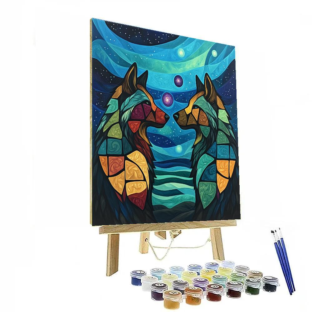 Norval Morrisseau Inspired Wolves Of The Northern Lights DIY paint by numbers