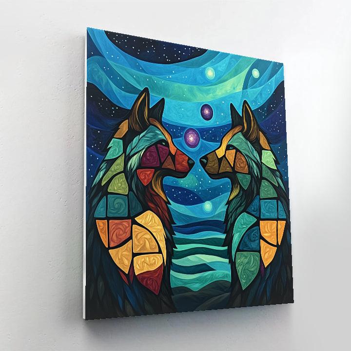 Norval Morrisseau Inspired Wolves Of The Northern Lights DIY paint by numbers