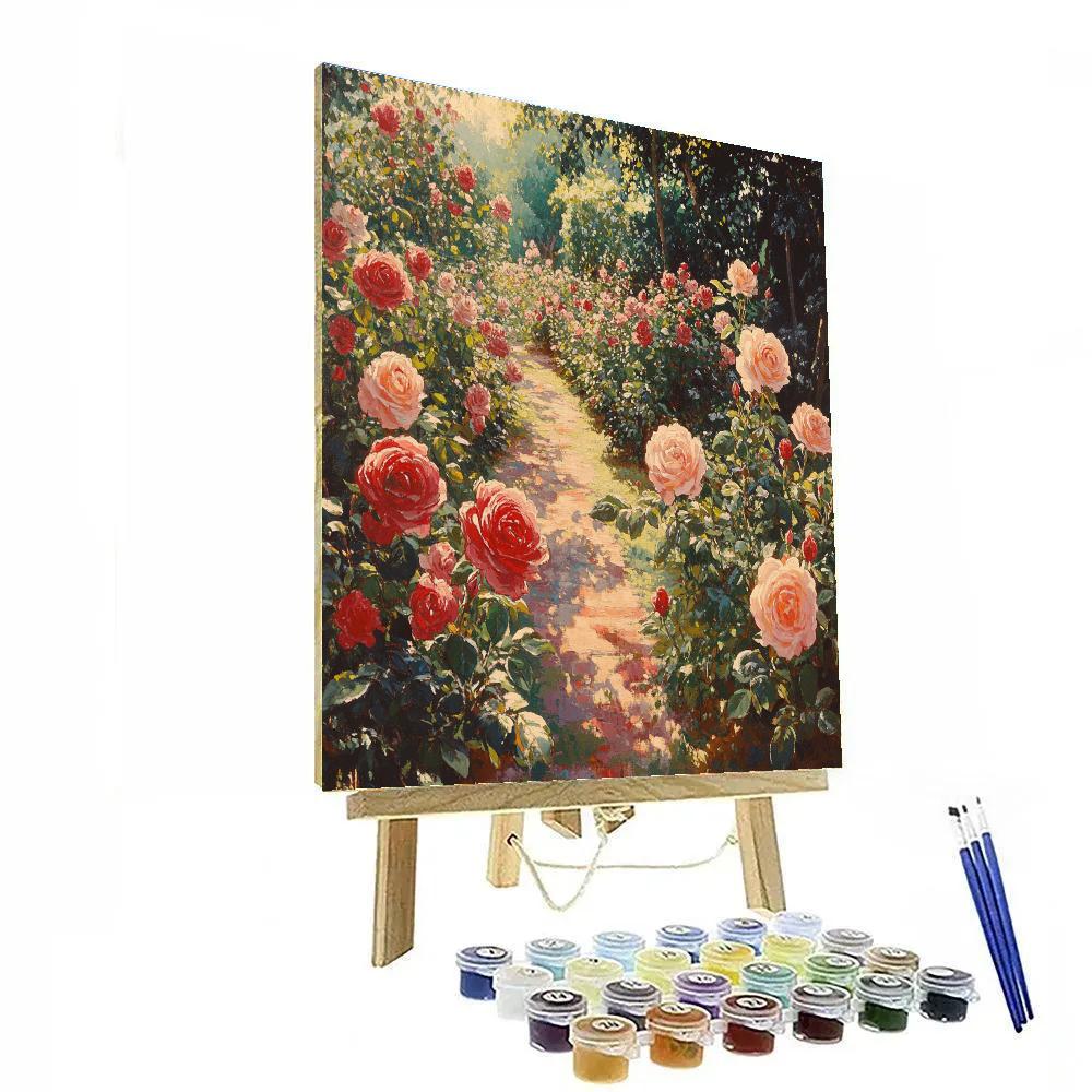 Claude Monet Inspired Morning Light In Enclosed Rose Garden painting number kit