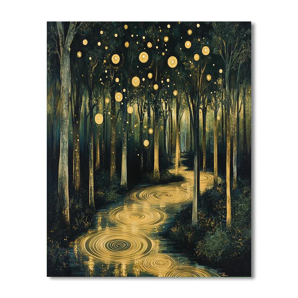 Gustav Klimt Inspired Nocturne Spiral Lanterns paint by numbers