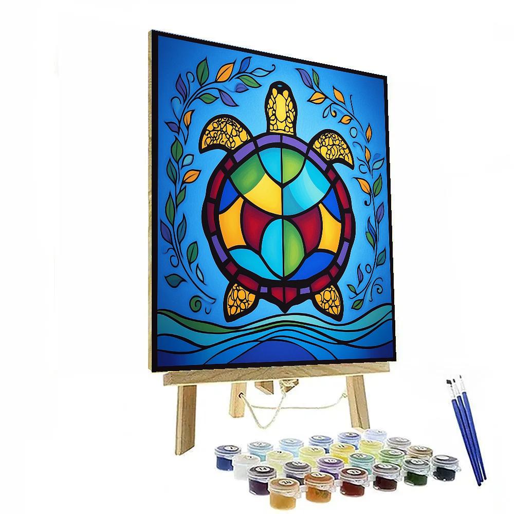 Norval Morrisseau Inspired Turtle Of The Four Winds Waters paint by number
