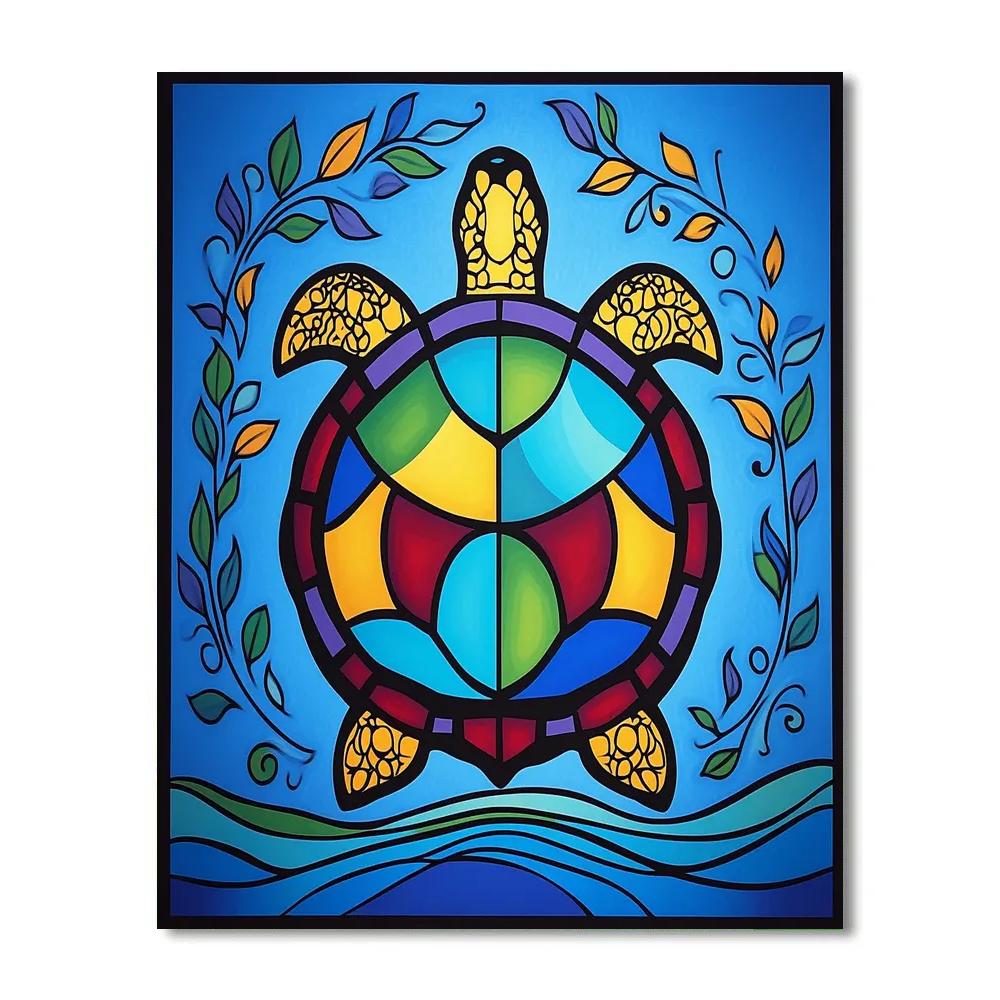 Norval Morrisseau Inspired Turtle Of The Four Winds Waters paint by number