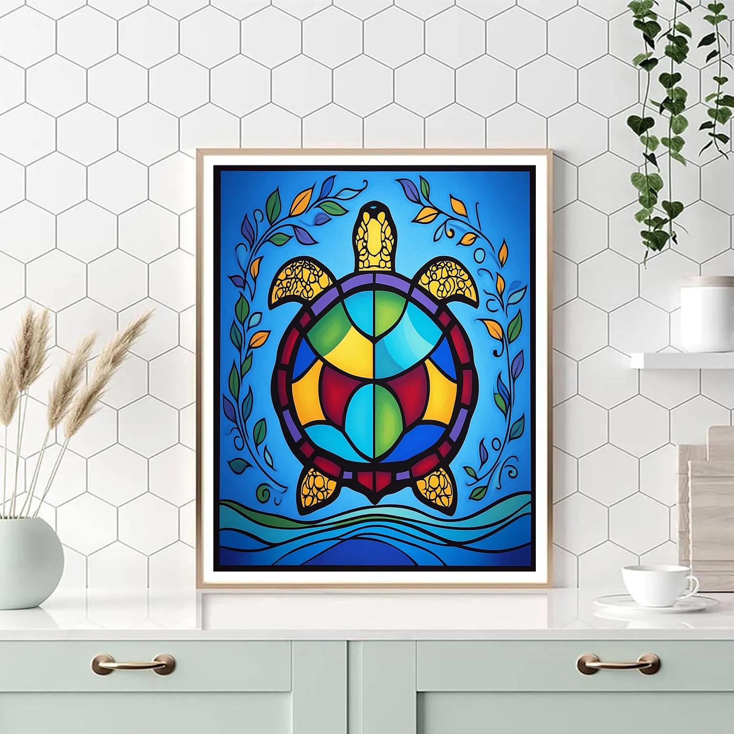 Norval Morrisseau Inspired Turtle Of The Four Winds Waters paint by number