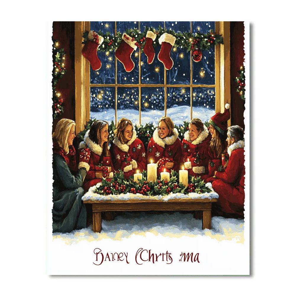 Midnight Holly Gathering Numbered painting kits