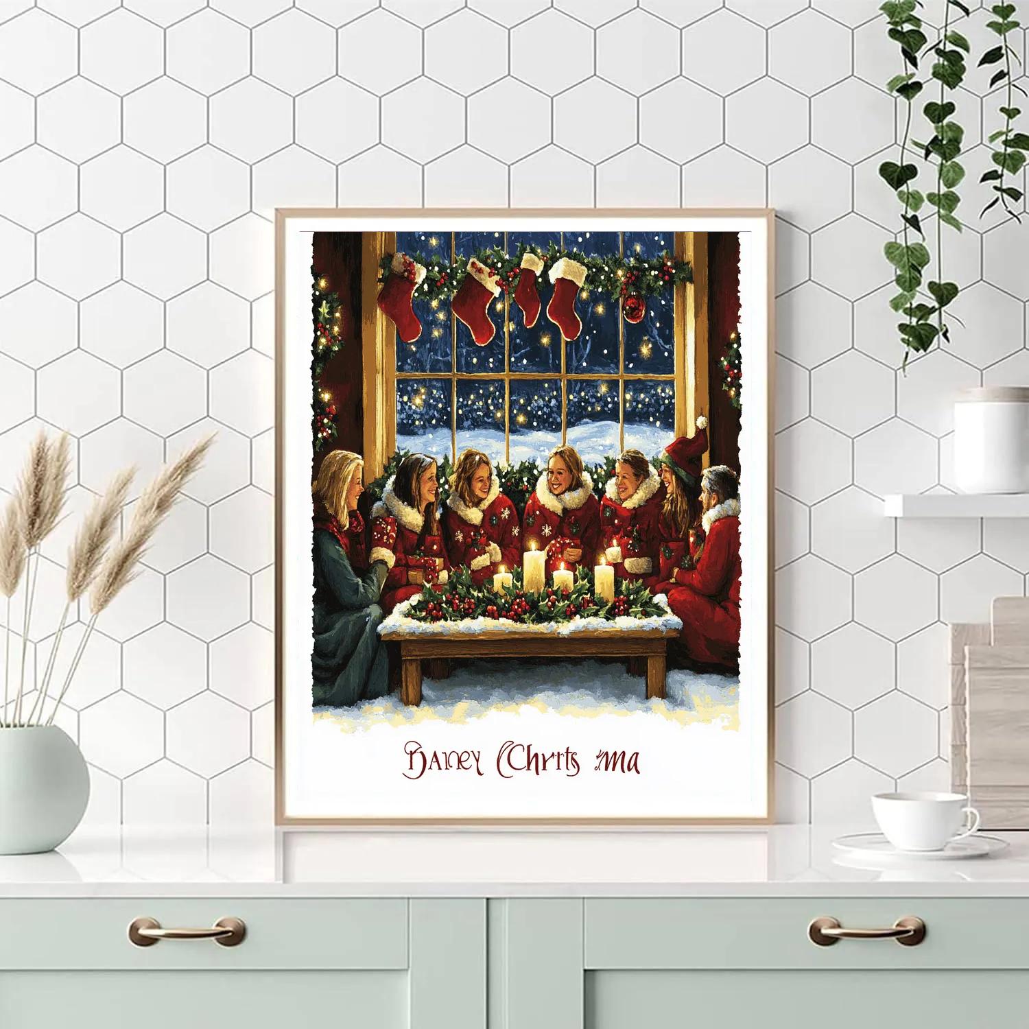 Midnight Holly Gathering Numbered painting kits