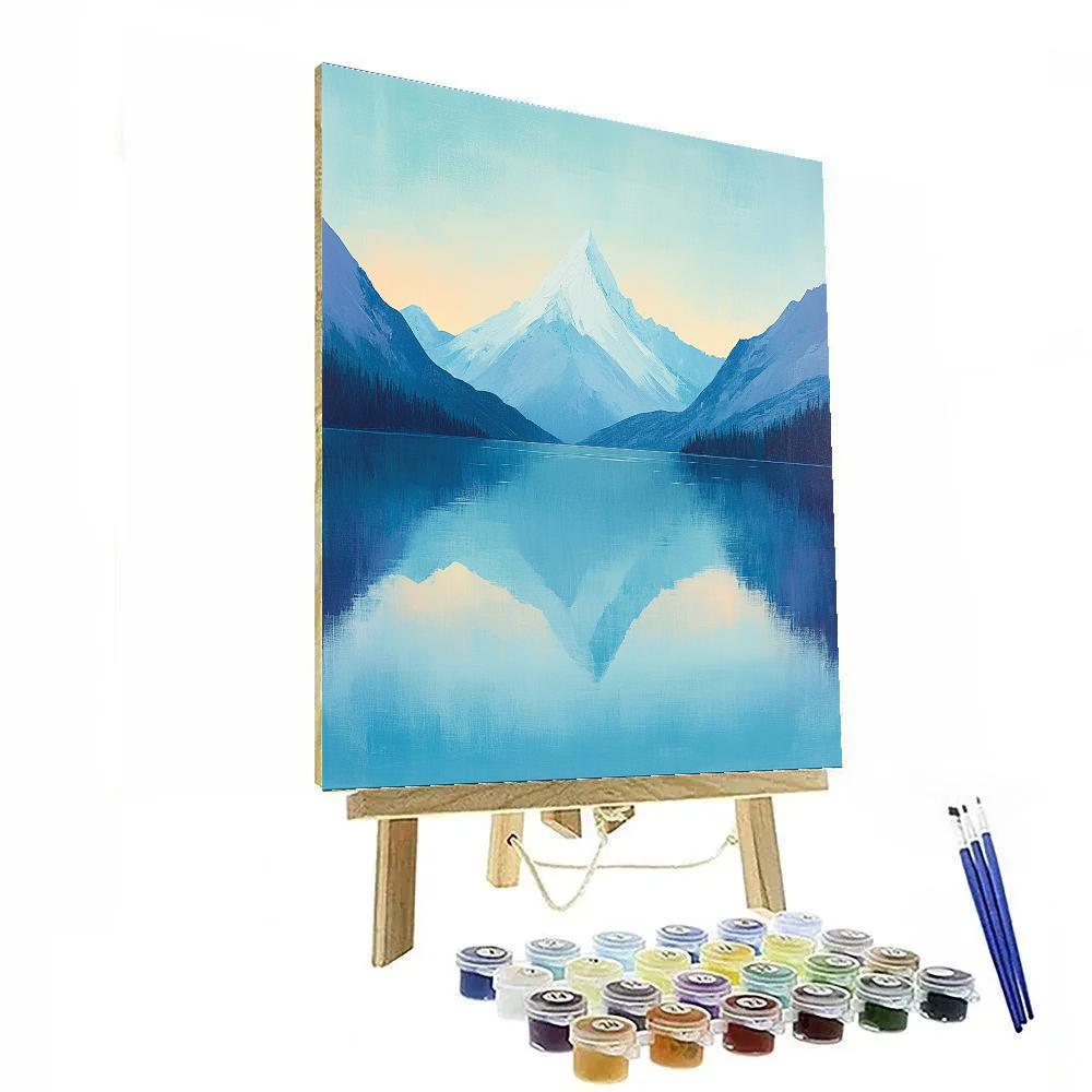 Lawren Harris Inspired Luminous Glacier Above Silent Lake paint by number