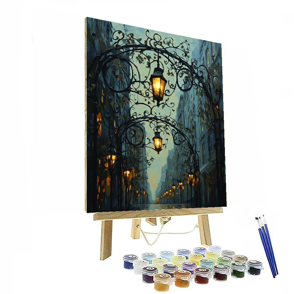 Hector Guimard Inspired Art Nouveau Metro Street Paint by numbers kits