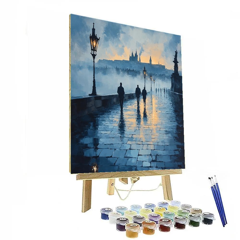 Charles Bridge Dawn Mist Prague Czech Republic paint by number