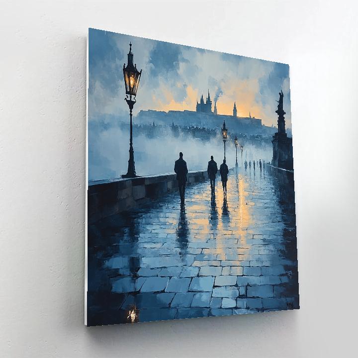 Charles Bridge Dawn Mist Prague Czech Republic paint by number