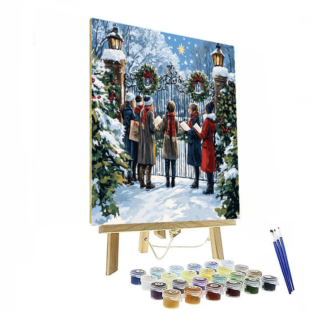 Starlit Carolers At The Gate Number painting