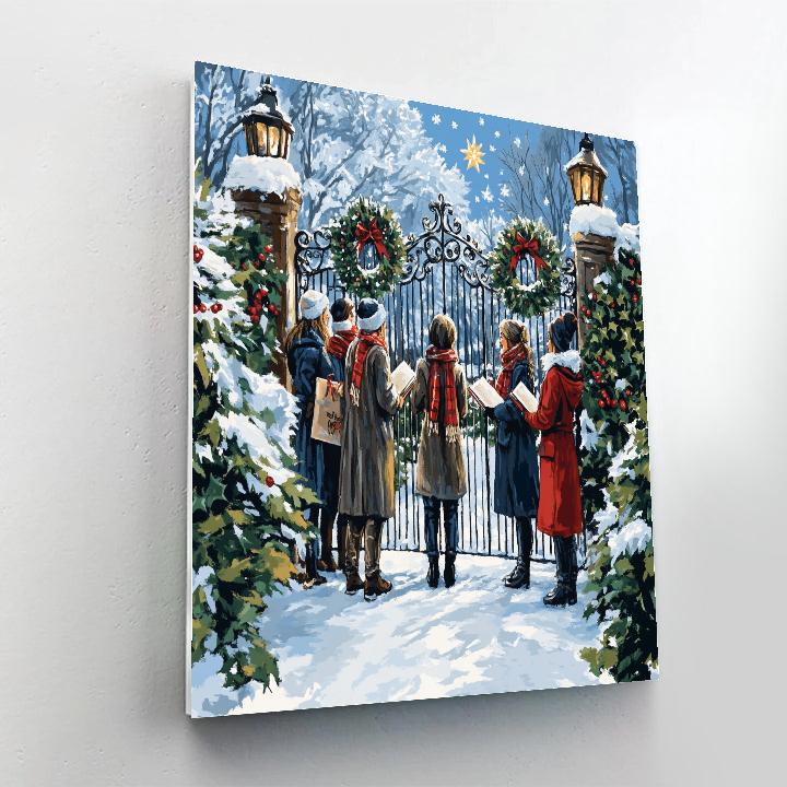 Starlit Carolers At The Gate Number painting