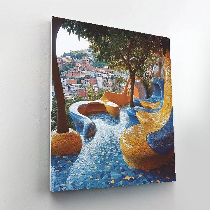 Antonio Gaudi Inspired Mosaic Garden paint by color