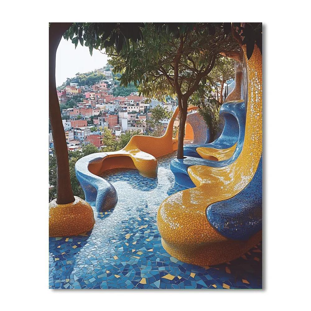 Antonio Gaudi Inspired Mosaic Garden paint by color