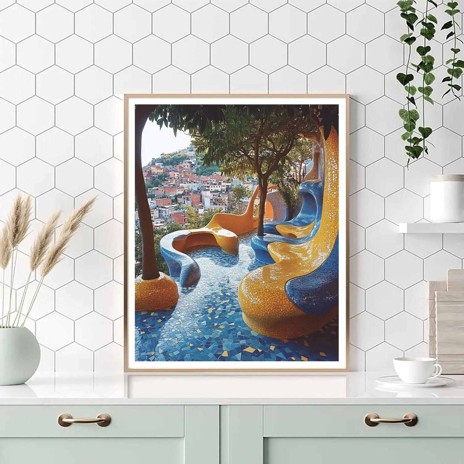Antonio Gaudi Inspired Mosaic Garden paint by color